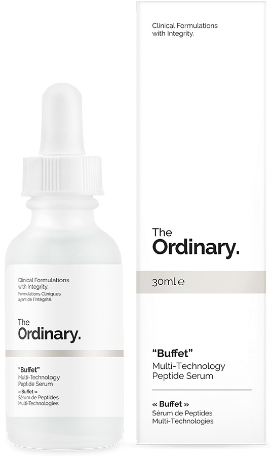 The Ordinary Buffet peptide serum bottle and box